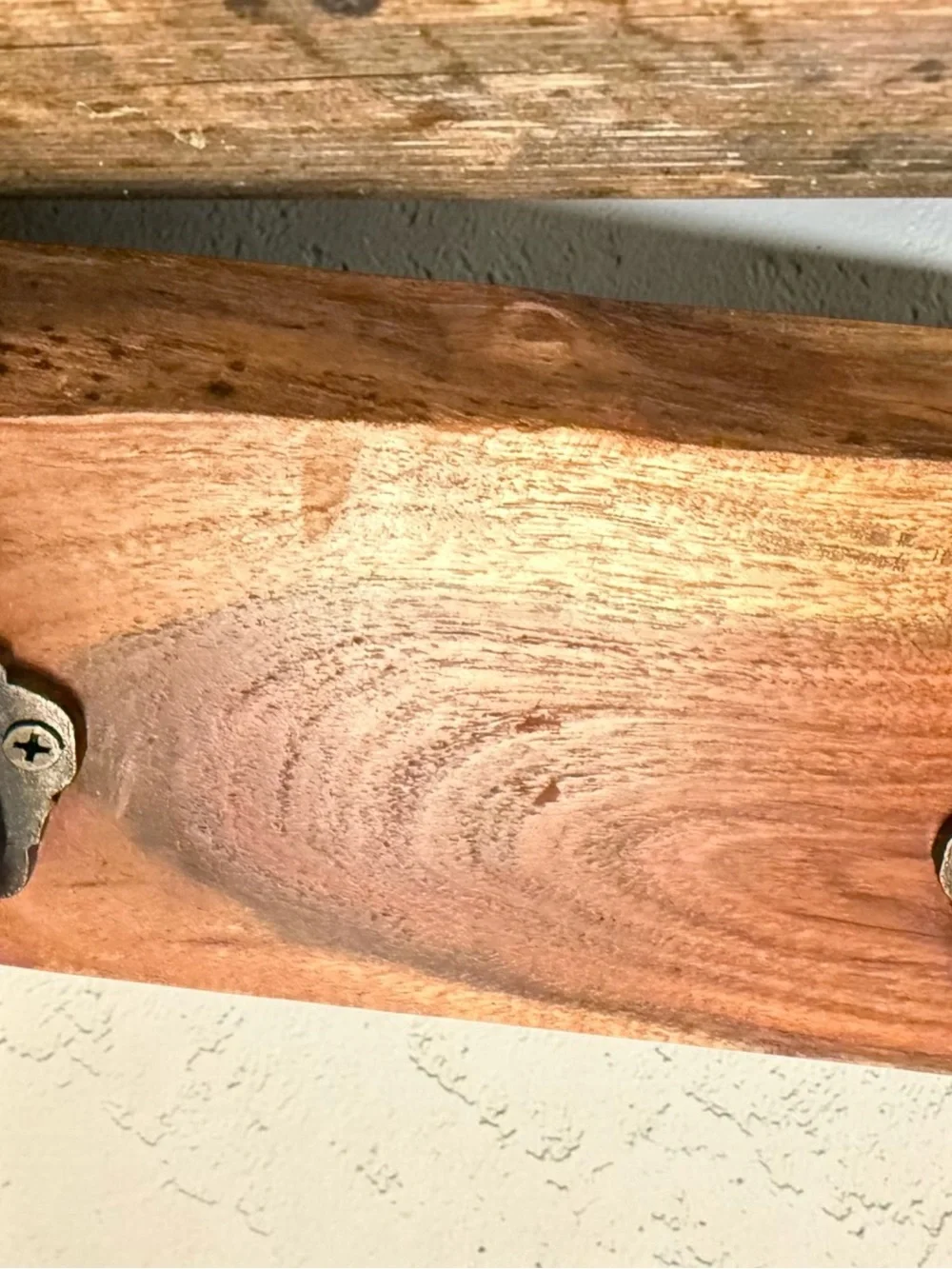 Vtg Live Edge Solid Wood Coat Rack Hanger Hooks Entryway Mudroom Decor